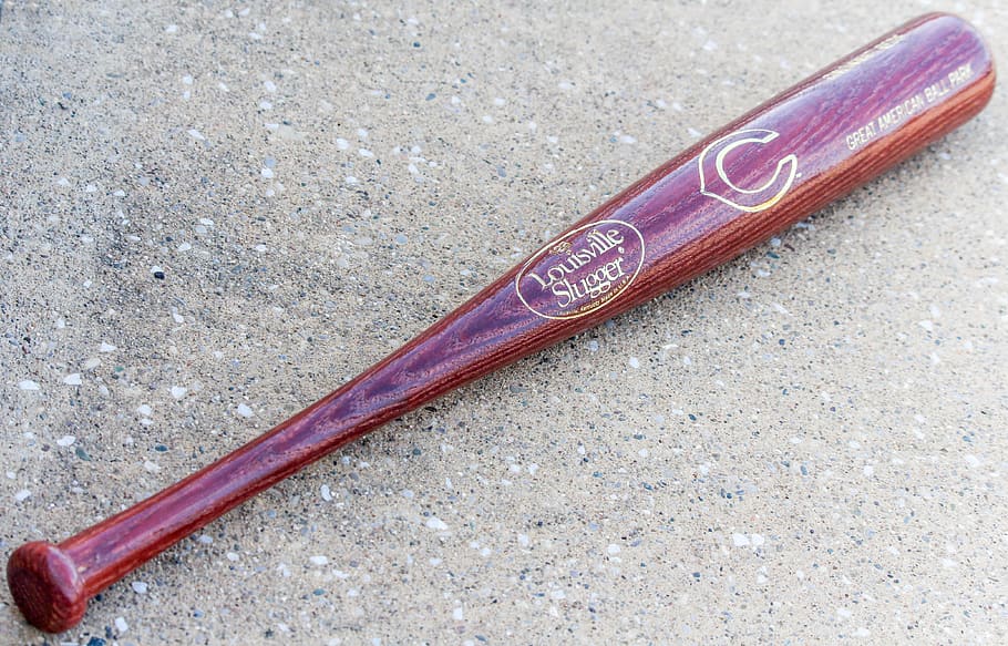 baseball bat, reds, cincinnati, test, wood, high angle view, day, single object, close-up, red