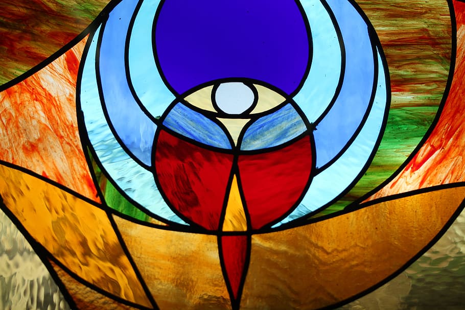 multicolored stain-glass artwork, church window, glass, tiffany, religion, shine through, color, colorful, christianity, christian