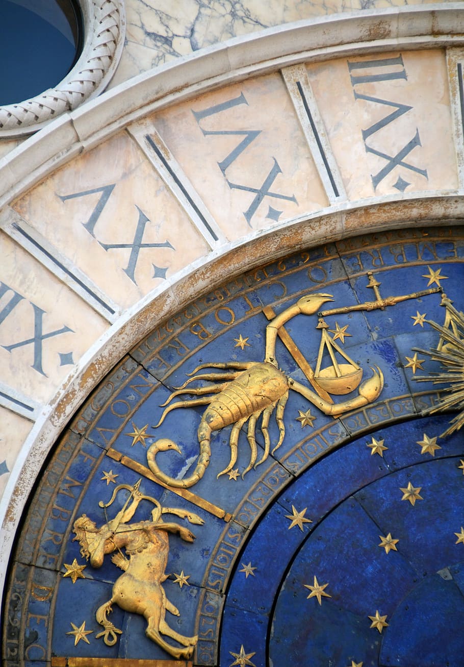 zodiac sign clock, Venice, Italy, Zodiac Sign, Clock, venice, italy, cathedral, contactors, scorpio, horizontal