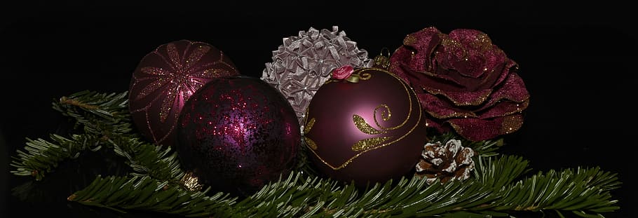 five assorted-color baubles, christmas balls, balls, christmas, advent, christmas time, winter, decoration, festival, happy fixed