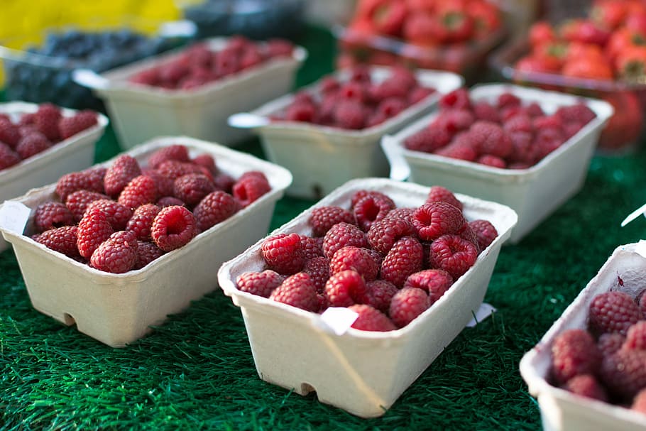 market, Raspberries, fresh, fruit, outside, food and drink, food, healthy eating, freshness, berry fruit