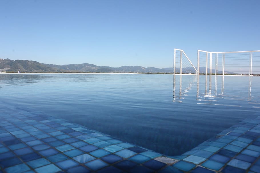 infinity pool, white, metal railings, pool, water, holiday, summer, swimming, outdoor swimming pool, holidays