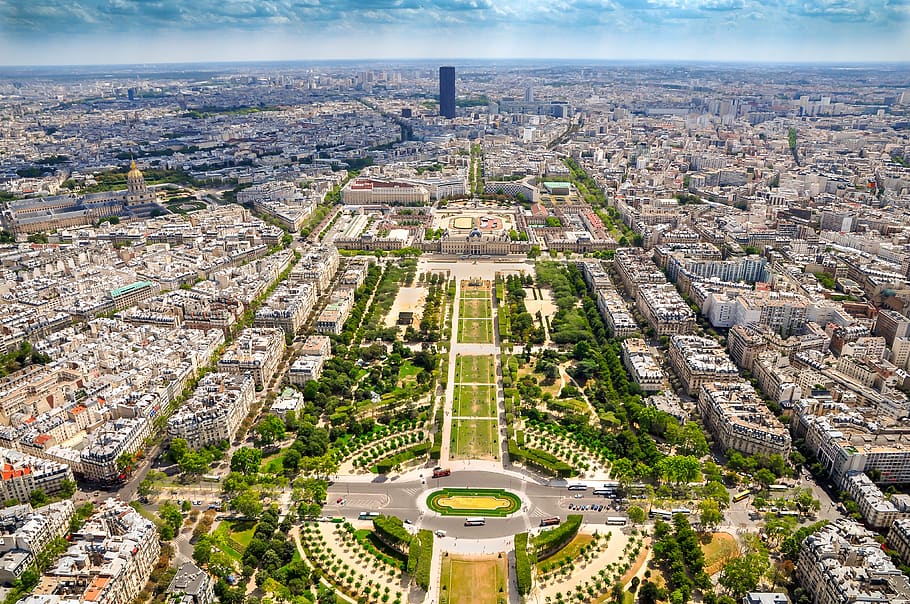 París, el río Sena, Torre Eiffel, vista de los Campos de Marte, la vista desde la Torre Eiffel, turismo, Europa, Francia, arquitectura, torre