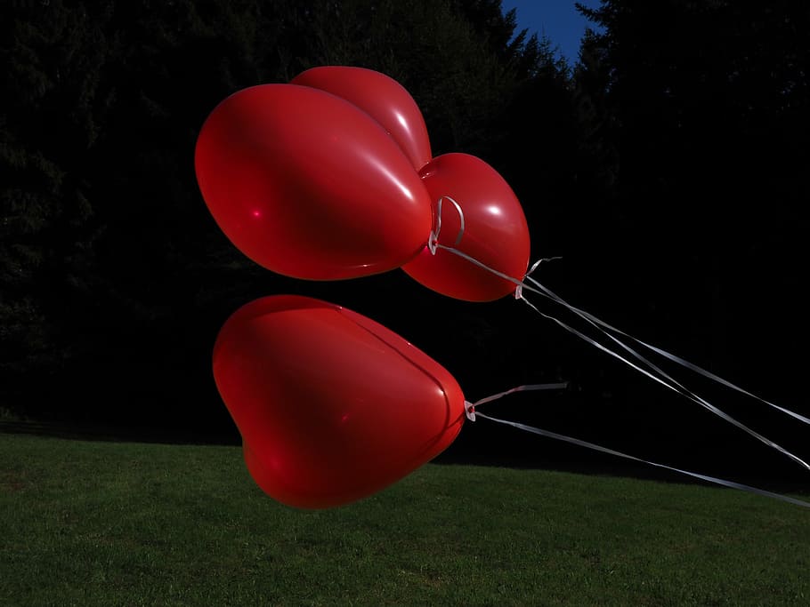 balões, coração, amor, romântico, relacionamento, vermelho, em forma de coração, dia do casamento, atualização, voar
