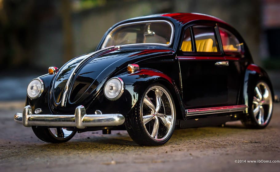 black, volkswagen beetle, parked, sand, Volkswagen, Beetle, Toy Car, Vintage Car, volkswagen, beetle, car