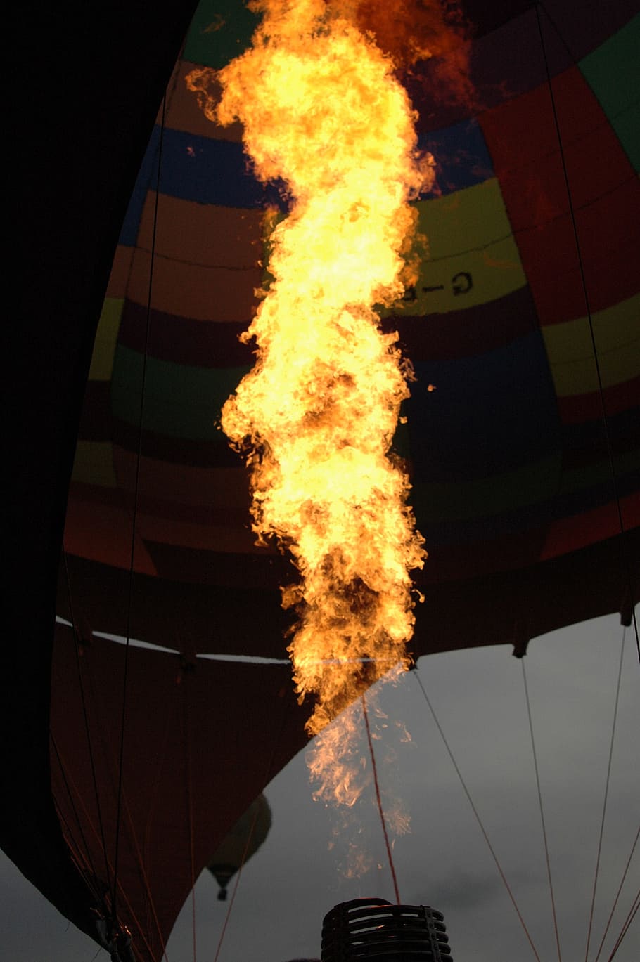 balloon, flame, dusk, fire, hot, air, burning, ballooning, burner, burn
