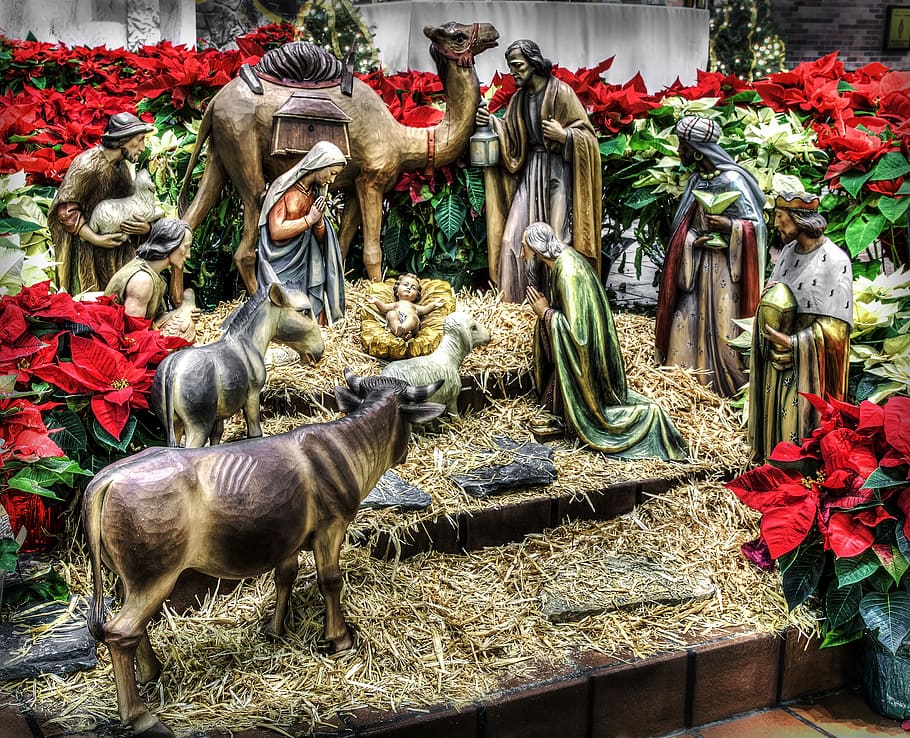 nativity scene, ceramic, figurines, nativity, manger, christmas, jesus, religion, birth, christ