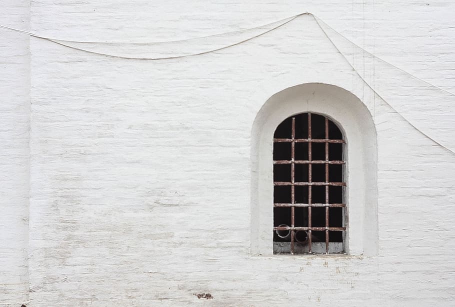 white, wall, window, bars, architecture, built structure, building exterior, day, building, wall - building feature