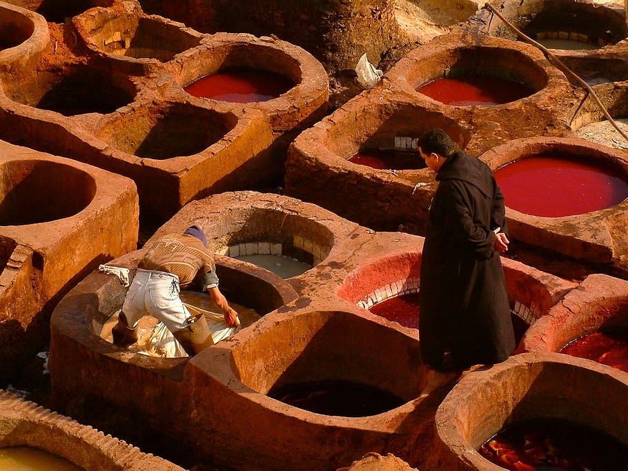Fez, Tannery, Morocco, Old, Colorful, moroccan, leather, color, dying, smelly