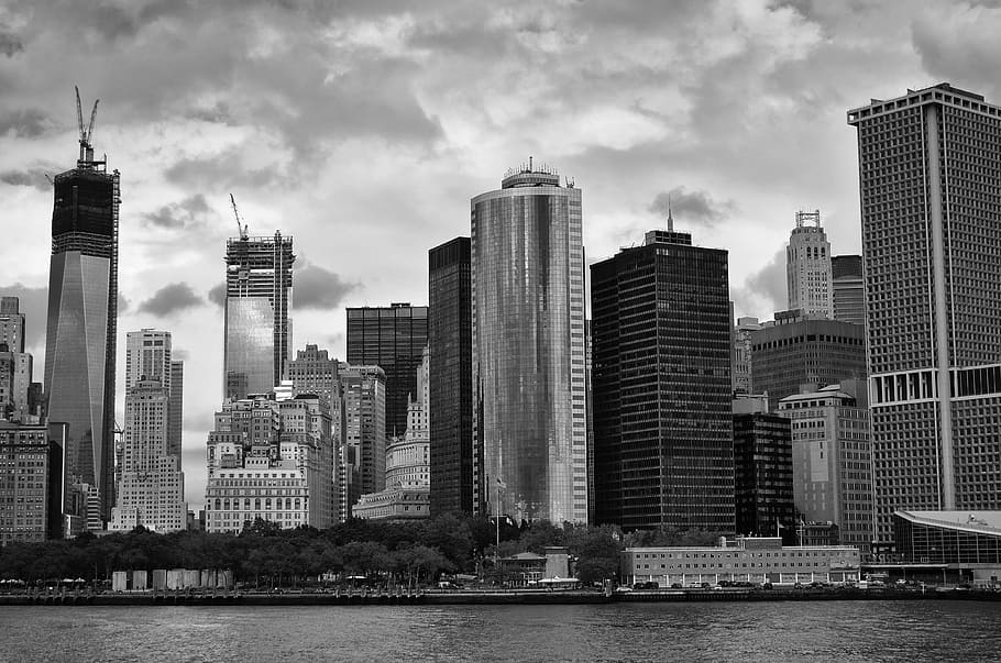 urban, city grayscale photo, new york, city, building, tower, architecture, manhattan, skyscraper, cityscape