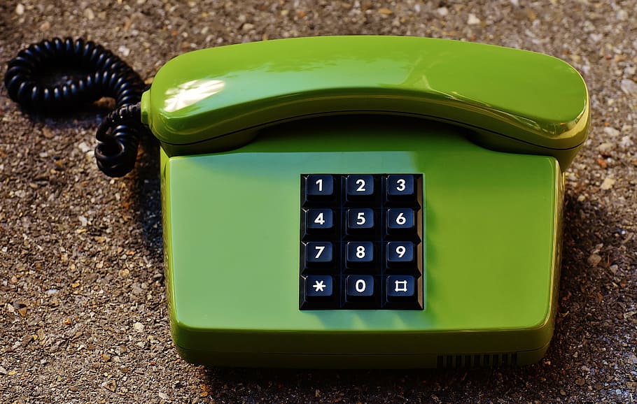 green, telephone, gravel, phone, eighties, old, keys, communication, listeners, call