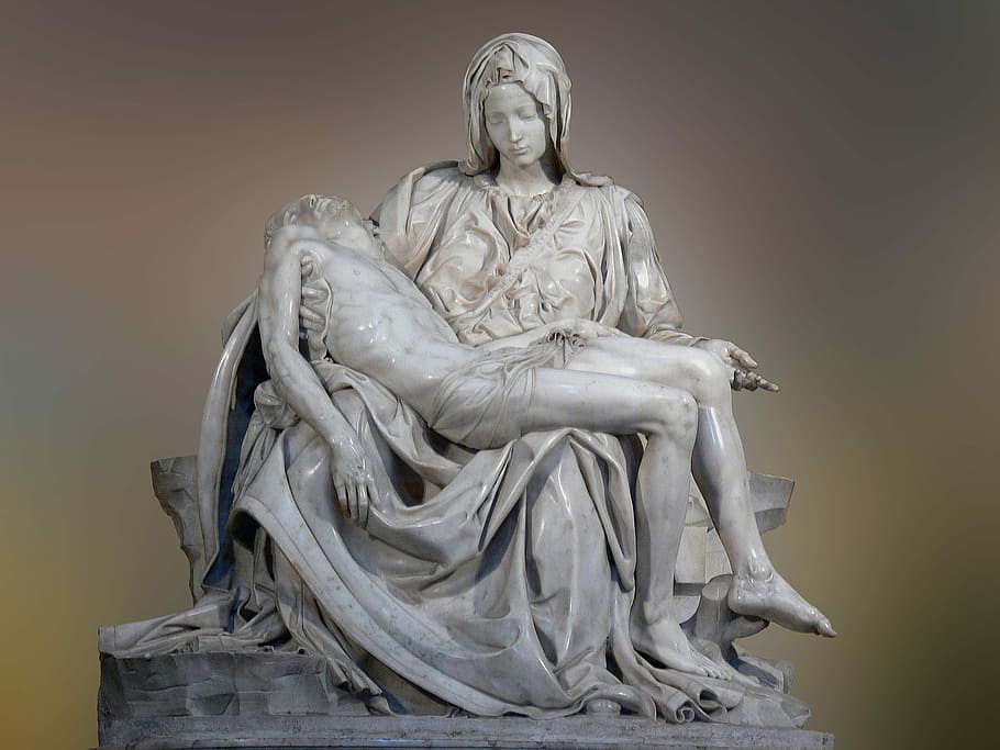 Mujer, llevando, estatua del hombre, Italia, Roma, la Basílica de San Pedro, Miguel Ángel, Piedad, estatua, semejanza femenina