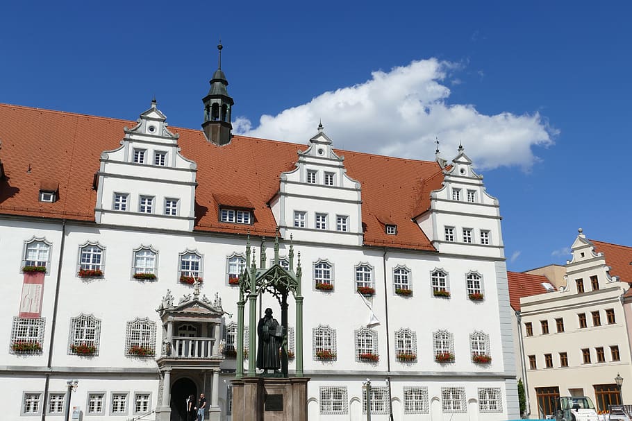 wittenberg, Saxony-anhalt, lutherstadt, reformasi, luther, Protestan, historis, pusat bersejarah, Balai Kota, Monumen
