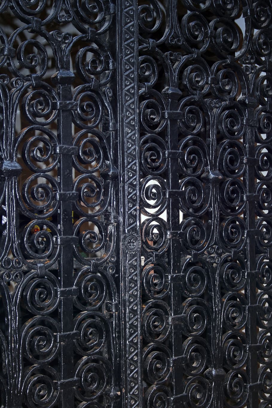 pintu, logam, hitam, pintu masuk, keamanan, tertutup, baja, gerbang, masuk, bingkai penuh