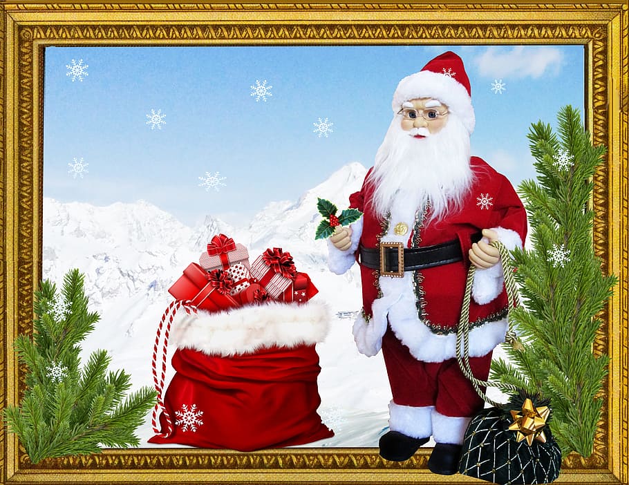 クリスマス, シーン, グリーティングカード, サンタクロース, 休日, お祝い, 表現, 人間表現, 男性らしさ, 赤