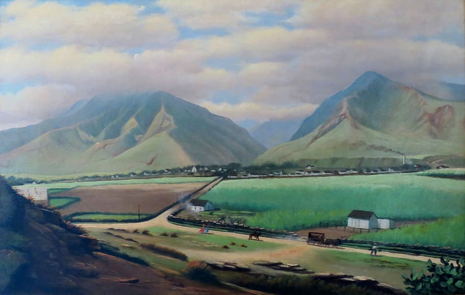 pre-1903, pre -1903 wailuku, Wailuku, Iao Valley, Hawaii, arte, colinas, paisajes, lao valley, dominio público