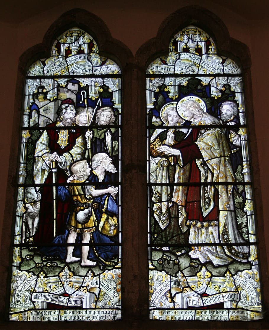 stained glass window, mark 10, luke 18, jesus, miracle, blind man, receive sight, st mary's, church, chartham