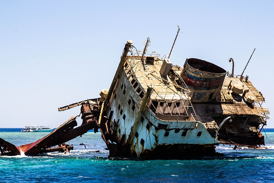 shipwreck, sea, sunken, egypt, ship, ships, water, nautical vessel, transportation, mode of transportation