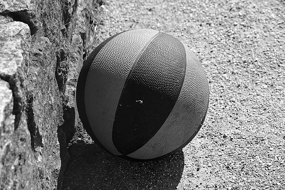 black, white, basketball, greyscale photography, ball, sport, game, black and white, abandonment, basket