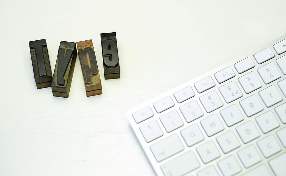 brown, wooden, cubes, magic keyboard, white, keyboard, type, letters, typography, gadget