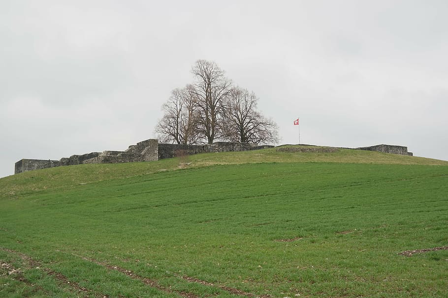 castillo, kastell irgenhausen, fortaleza romana, irgenhausen, pfäffikon, suiza, limas, limones donau-iller-rin, ruina, arquitectura