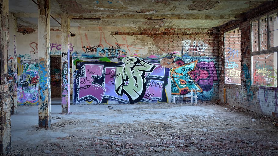Lost, Ruin, Graffiti, lost places, industrial building, leave, decay, factory building, run down, break up