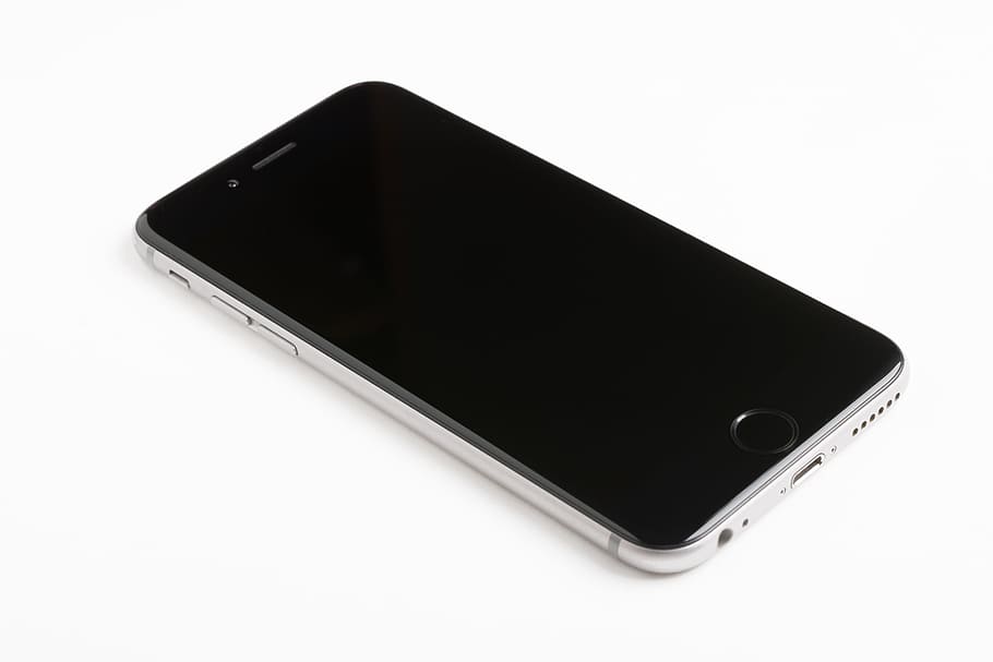 silver iphone 6, white, surface, silver, iPhone 6, white surface, phone, iphone, black, cellphone