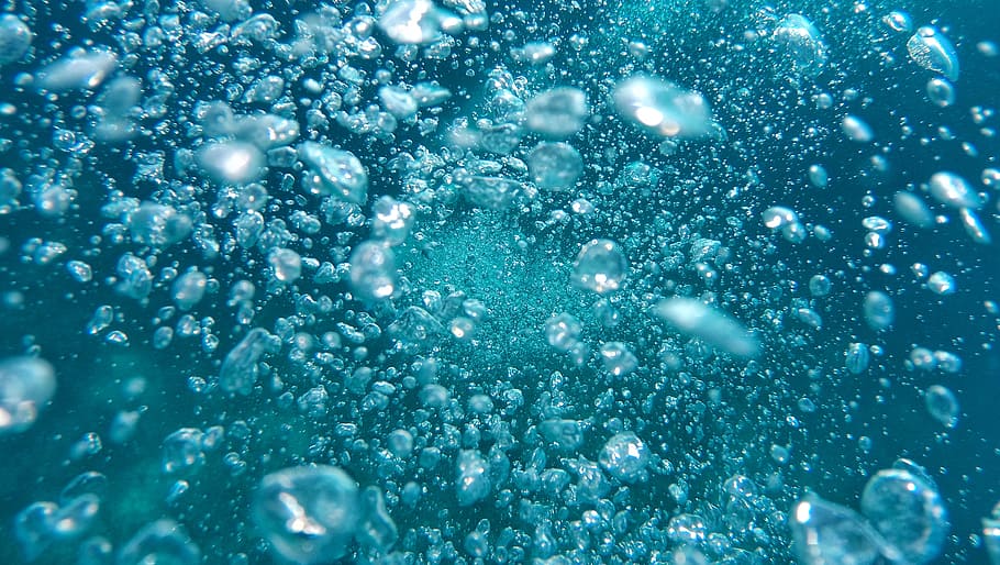bubbles, water, digital, wallpaper, air bubbles, sea, ocean, blue, air bubble, air