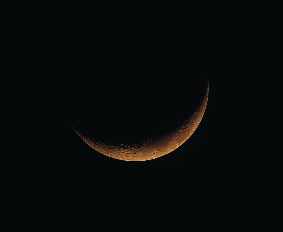 crescent moon, new moon, moon, sky, astronomy, lunar, universe, space, night, moon Surface