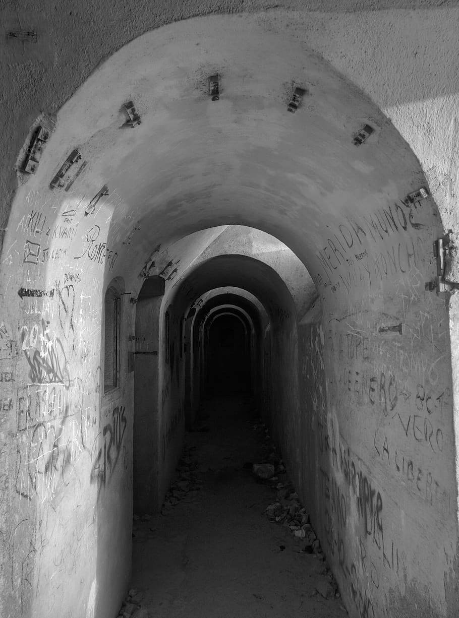tunnels, cartagena, murcia, spain, landmark, dark, shadows, old, military, history
