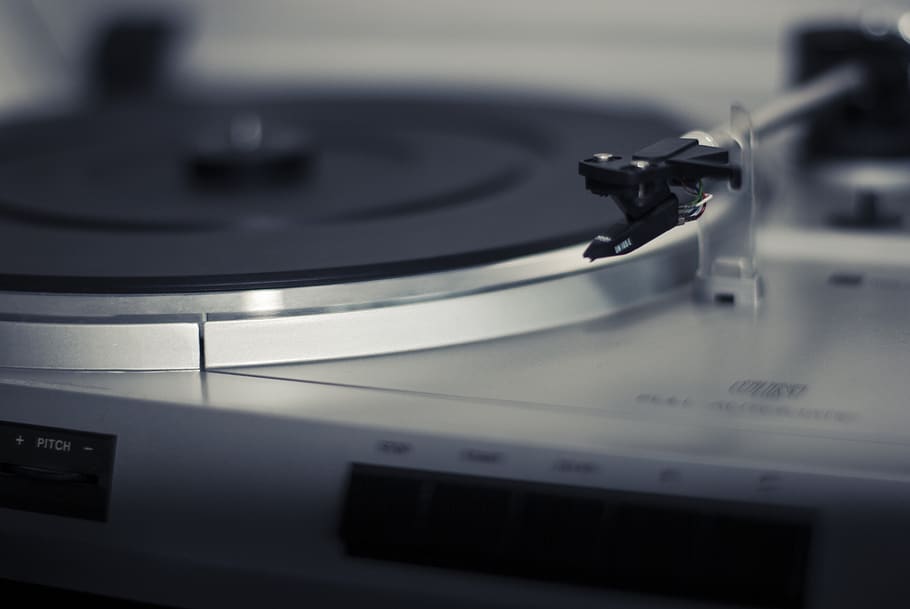 turntable, record, vinyl, lp, music, album, black and white, retro styled, arts culture and entertainment, close-up