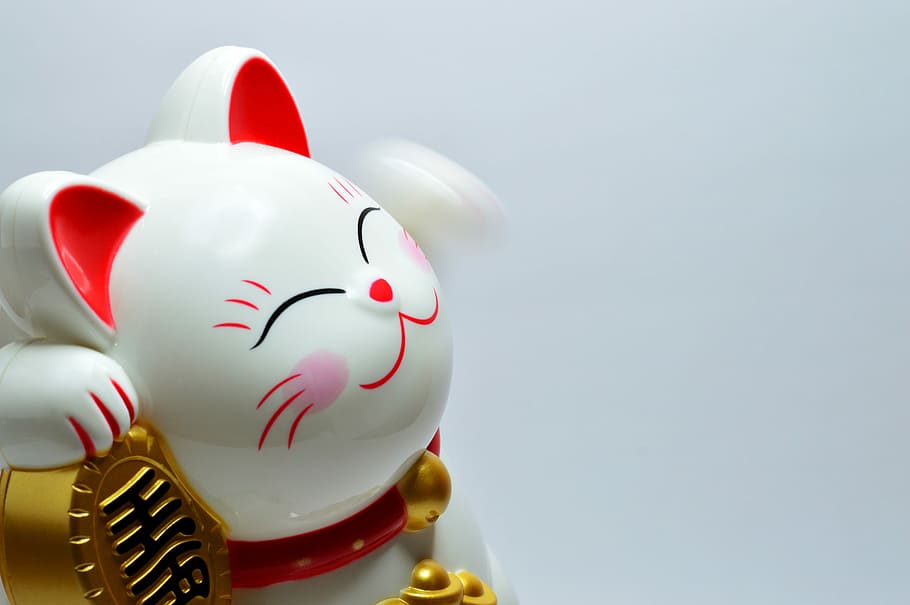 mani kineko figurine, good luck, lucky, fortune, culture, cat, traditional, manekineko, japanese, asia