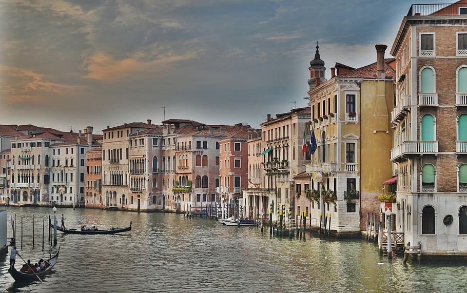 canal de venecia, gran canal, venecia, italia, góndola, agua, arquitectura, barco, edificios, transporte