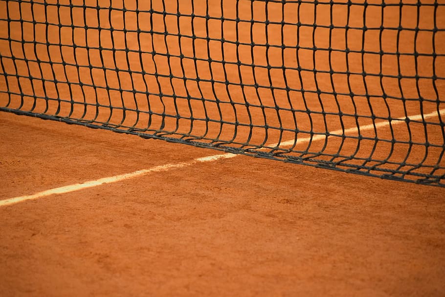 black net, tennis, network, sport, tape, red earth, orange color, sand, net - sports equipment, racket sport