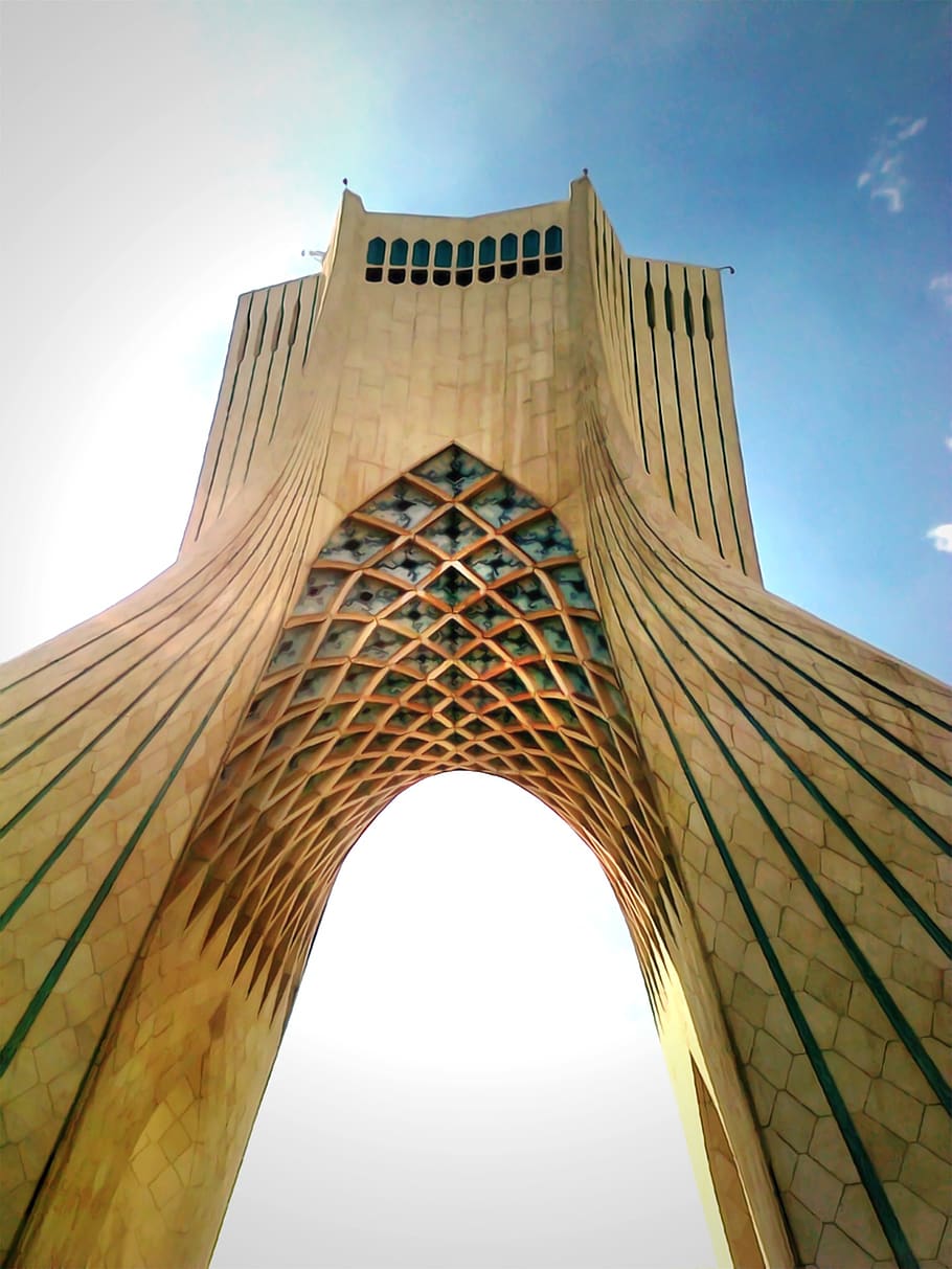arch, azadi, architecture, tehran, iran, built structure, low angle view, sky, building exterior, nature