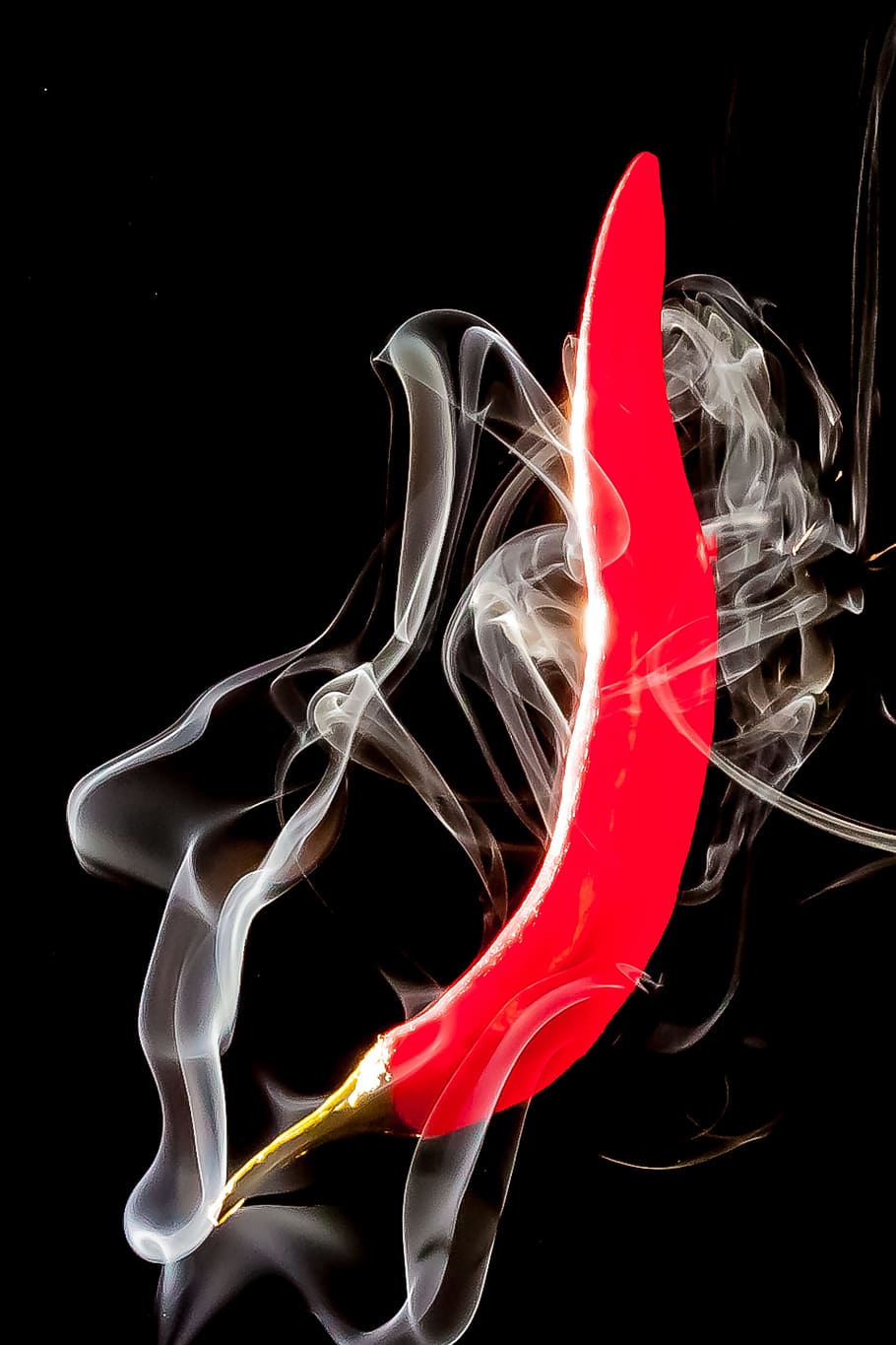 Pepperoni, Smoke, Studio, Vegetables, pepper, abstract, backgrounds, smoke - Physical Structure, black Color, flowing