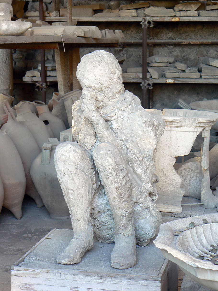mould, emptying, pompeii, catastrophe, sculpture, art and craft, statue, representation, human representation, creativity
