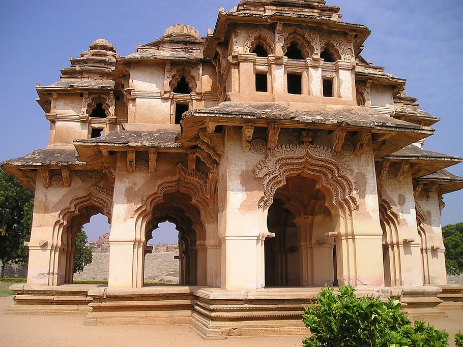 temple, hampi, india, old, holy, lotus mahal, architecture, history, built structure, the past