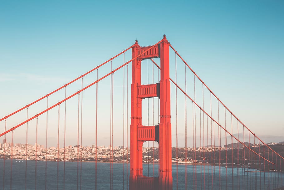 emas, jembatan gerbang, Pilar, Jembatan Golden Gate, San Francisco, Vintage, Edit, arsitektur, spencer baterai, teluk