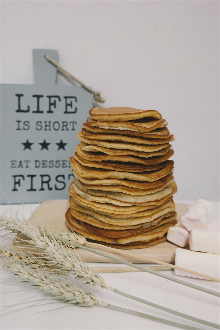 pancakes, stacked, food, pancake, butter, breakfast, delicious, quotation, statement, tray