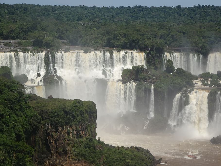brazil, iguazu, waterfall, iguazu national park, south america, tree, water, beauty in nature, scenics - nature, plant