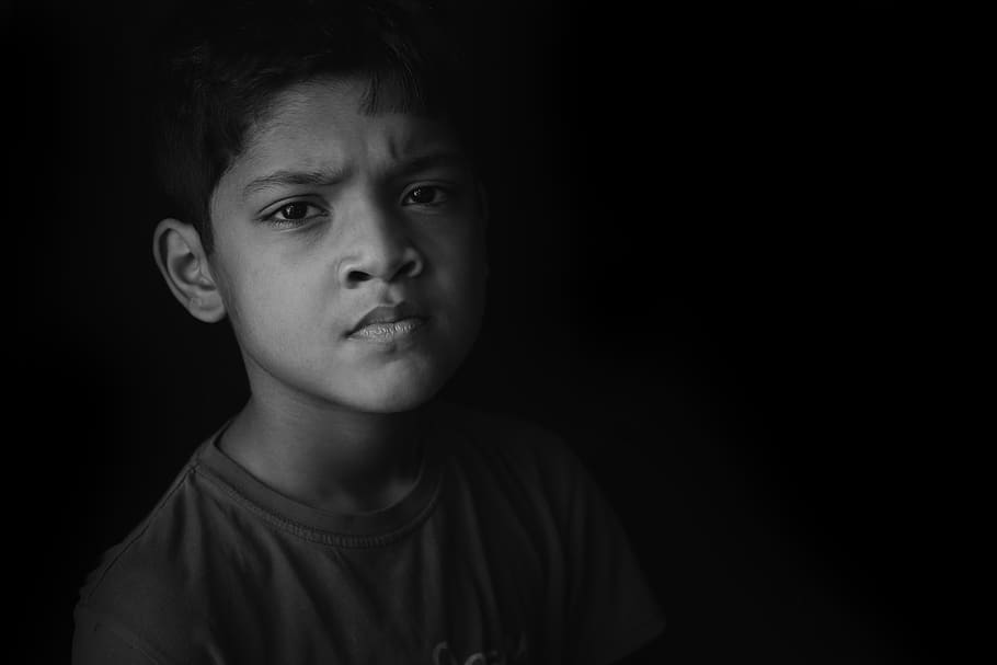 arunabh, portrait, indian, boy, mono, black and white, headshot, black background, one person, studio shot