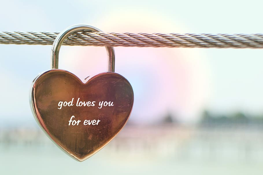 бог, любит, печать, замок, веревка, Бог любит тебя, сердце, любовь, отношения, символ