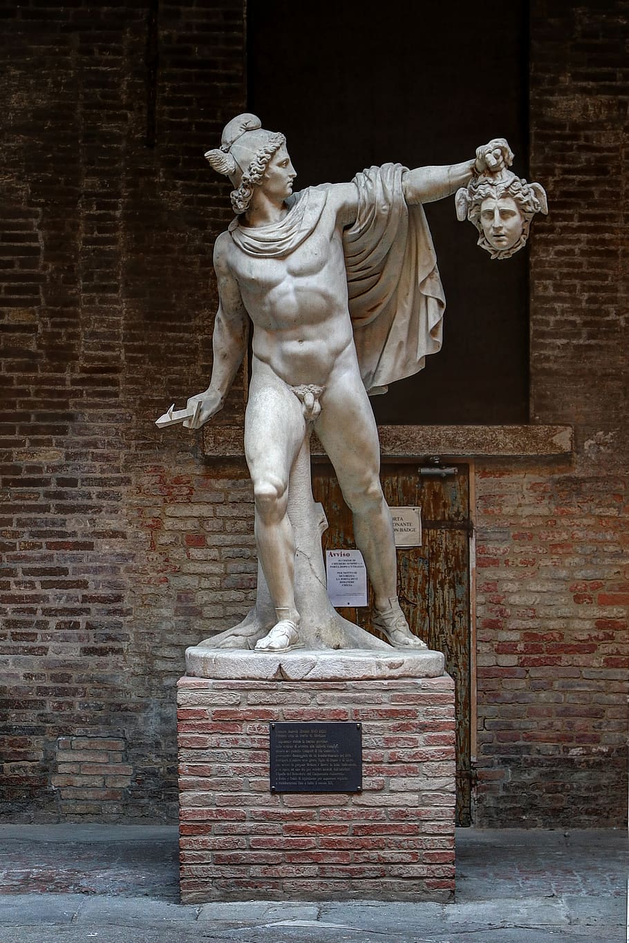Perseo, estatua, Módena, municipio, monumento, mármol, arte, artística, Italia, mitología