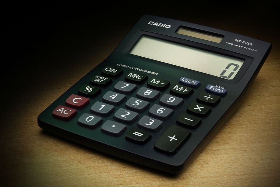 casio calculator, showing, calculator, the calculation of, casio, zero, money, business, finance, mathematical Symbol