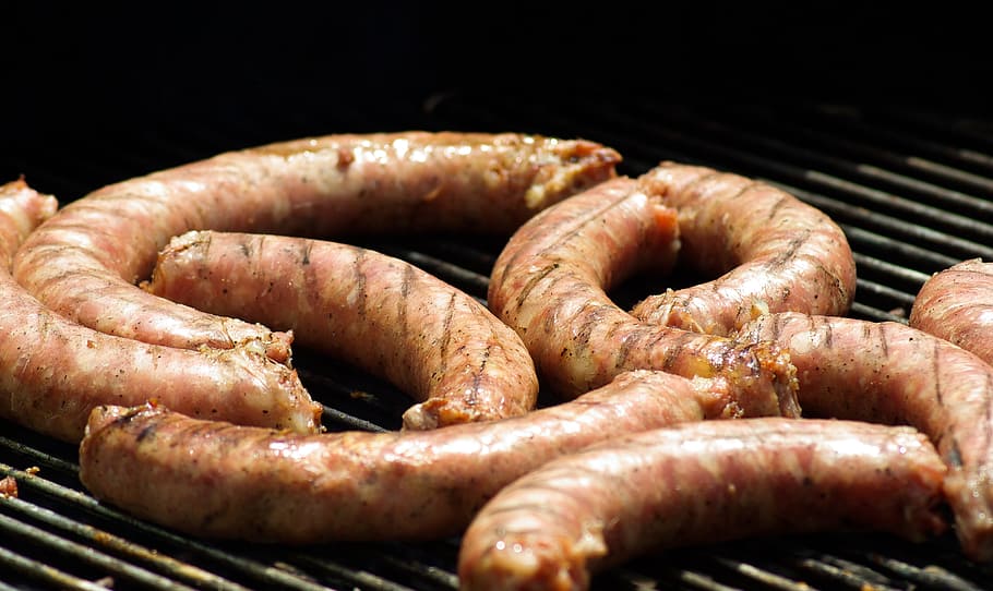 Barbecue, Sausages, Grilling, food and drink, food, preparation, sausage, freshness, meat, close-up