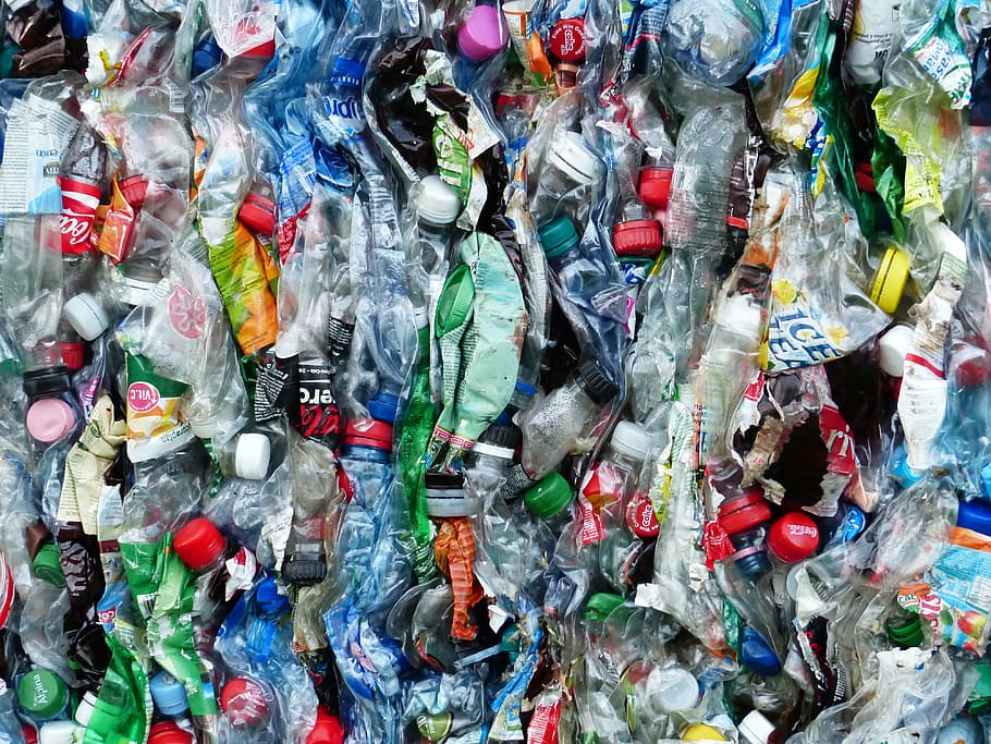paquete de plástico transparente, botellas de plástico, botellas, reciclaje, protección del medio ambiente, circuito, basura, plástico, prensado, prensas