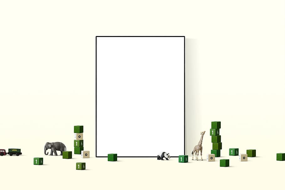 white, board, small, green, cubes, poster mockup, mockup, poster, frame, template
