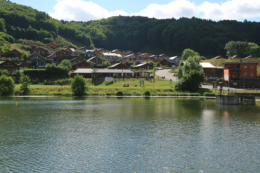 湖, bergsee, 風景, 貯水池, 山の湖, 小さな湖, 夏, 水, 建築, 構築された構造