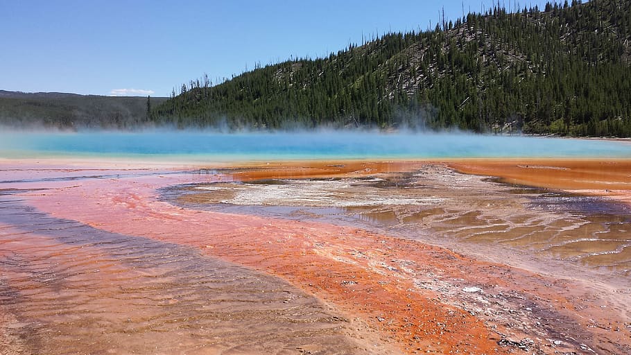 Grand, Prismatic, Spring, Yellowstone, grand, prismatic, spring, nature, water, geyser, travel destinations, hot spring